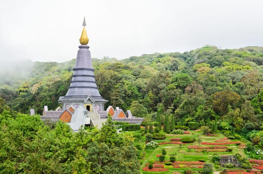 Phra Mahathat Napapolphumisiri pagoda on Doi Intanon mountain in Chiang Mai province of Thailand.