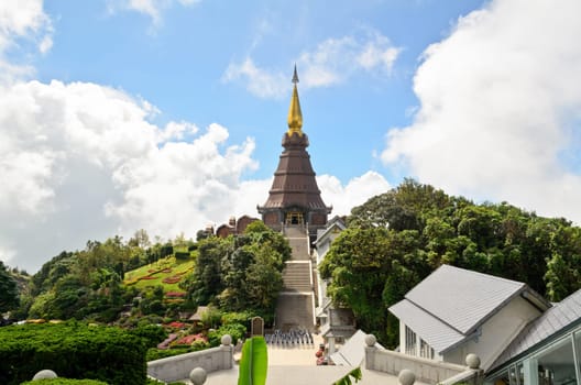 Phra Mahathat Napametanidon pagoda on Doi Intanon mountain in Chiang Mai province of Thailand.