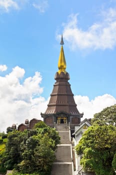 Phra Mahathat Napametanidon pagoda on Doi Intanon mountain in Chiang Mai province of Thailand.