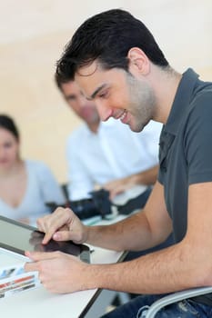 Young adult in business training