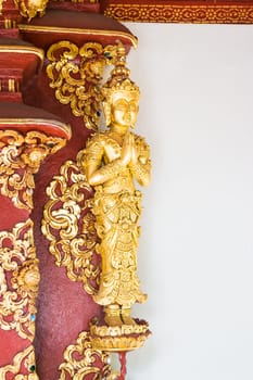 Thai art style on wall in temple Chiang Rai, Thailand