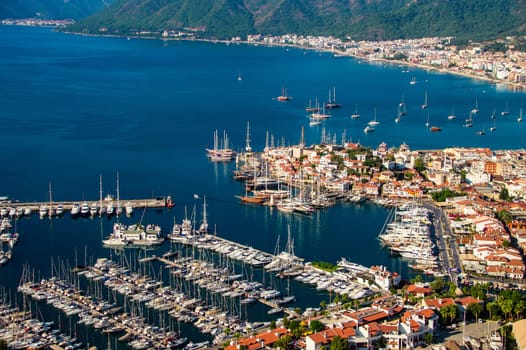 View of Marmaris harbor on Turkish Riviera.