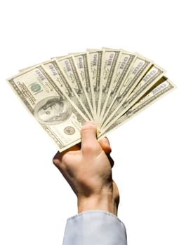 Money in hand  isolated on white background