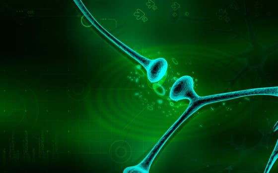 Digital illustration of synapse in colour background