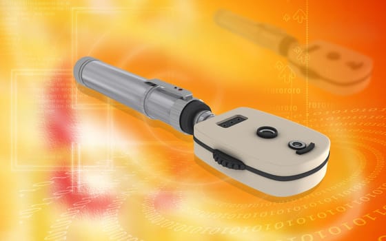 Digital illustration of ophthalmoscope in colour background