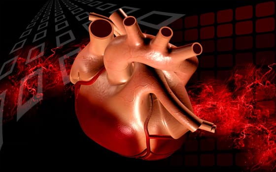Digital illustration of heart in colour background
