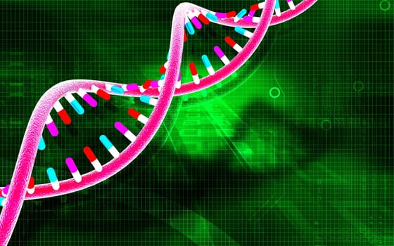 Digital illustration DNA structure in colour background