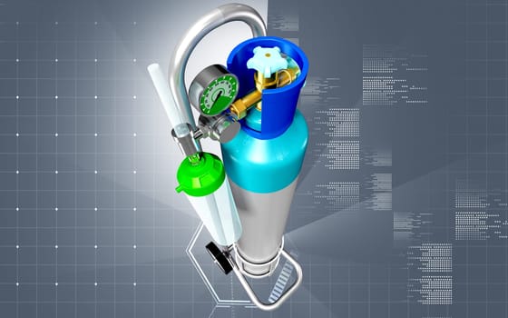 Digital illustration of oxygen cylinder in colour background