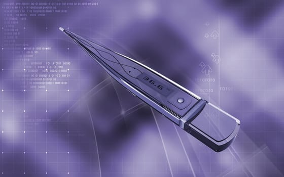 Digital illustration of thermometer in colour background
