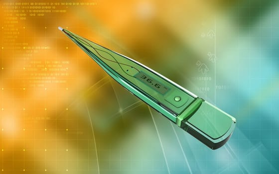 Digital illustration of thermometer in colour background