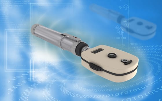 Digital illustration of ophthalmoscope in colour background