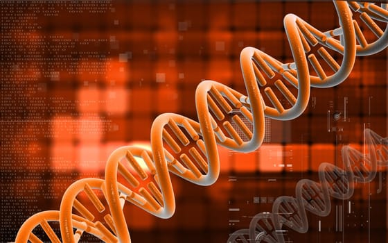 Digital illustration DNA structure in colour background
