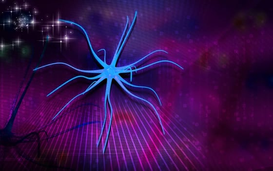 Digital illustration of neuron in colour background