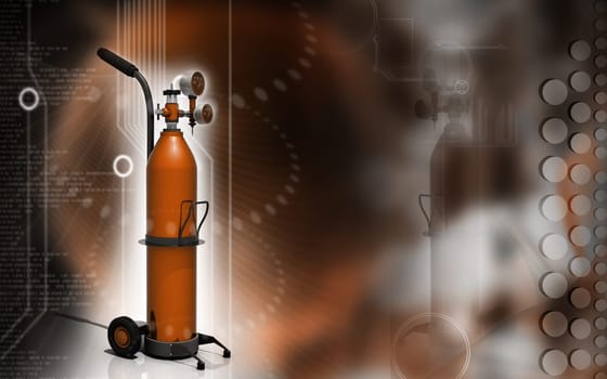 Digital illustration of oxygen cylinder in colour background