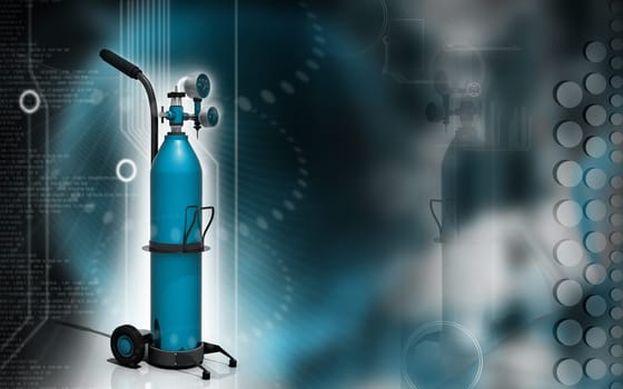 Digital illustration of oxygen cylinder in colour background