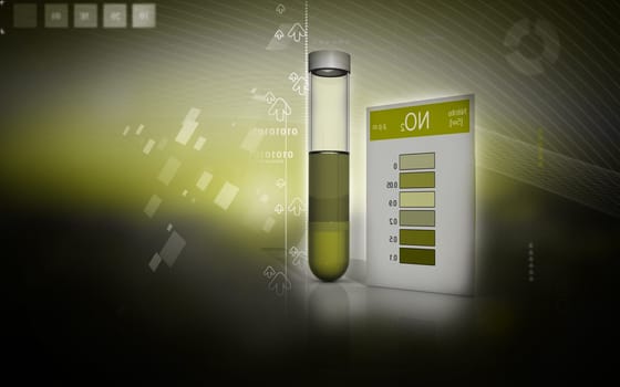 Digital illustration of nitrite test in colour background