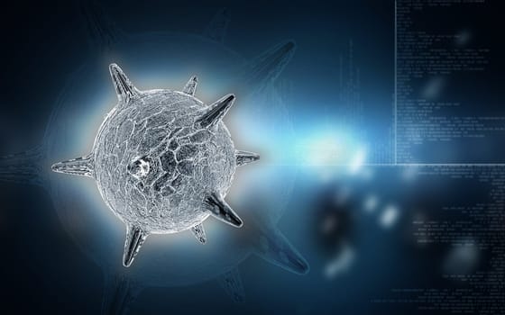 Digital illustration of herpes virus in colour background