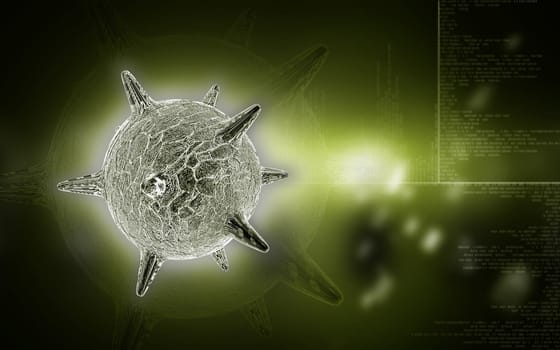 Digital illustration of herpes virus in colour background