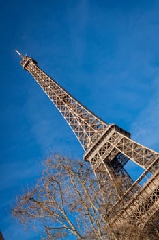 eiffeltower in paris landmark in front of blue sky in spring architecture view