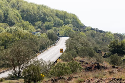 Lonely Mountain Road on mount Etna