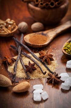 Christmas spices, nuts and baking ingredients