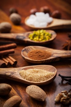 Christmas spices, nuts and baking ingredients
