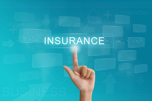 hand press on insurance button on virtual screen