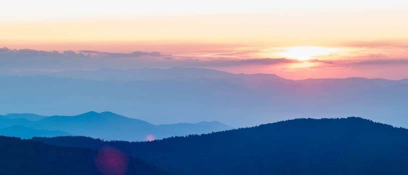 Blue Ridge Parkway Autumn Sunset over Appalachian Mountains