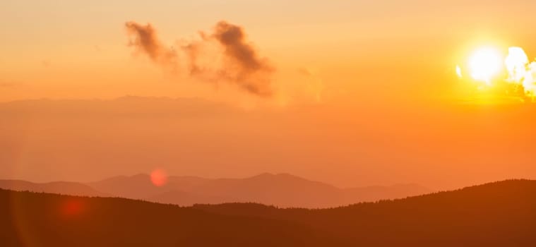 Blue Ridge Parkway Autumn Sunset over Appalachian Mountains