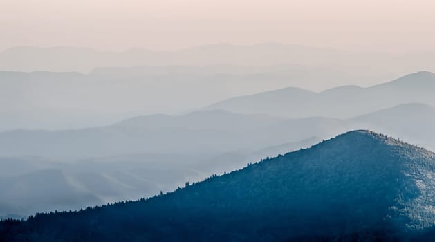 The simple layers of the Smokies at sunset - Smoky Mountain Nat. Park, USA.