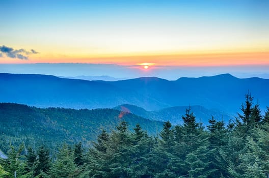 top of mount mitchell before sunset