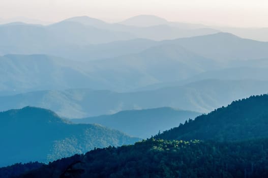 The simple layers of the Smokies at sunset - Smoky Mountain Nat. Park, USA.