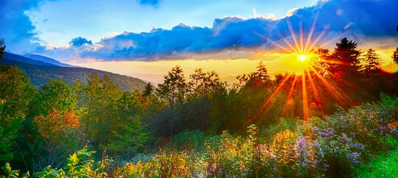 Blue Ridge Parkway late summer Appalachian Mountains Sunset Western NC Scenic Landscape vacation destination