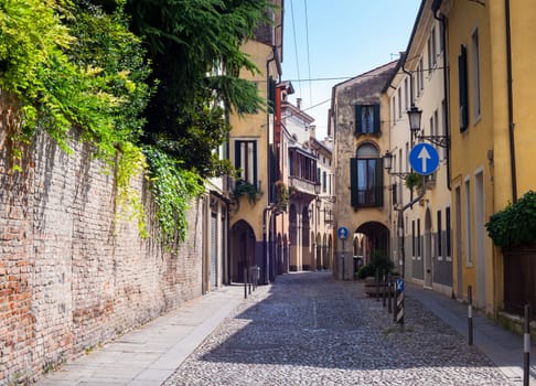 View of medieval street in padova, italy