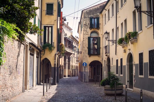View of medieval street in padova, italy