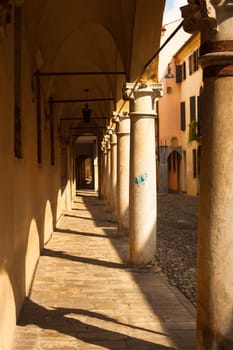 View of medieval street in padova, italy