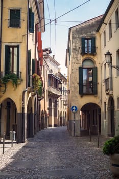 View of medieval street in padova, italy