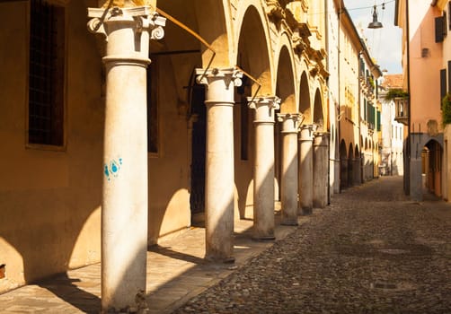 View of medieval street in padova, italy