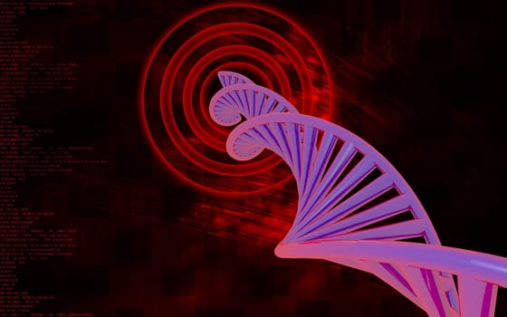 Digital illustration DNA structure in colour background
