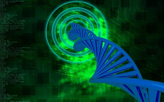 Digital illustration DNA structure in colour background