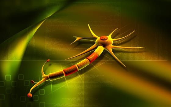 Digital illustration of neuron in colour background