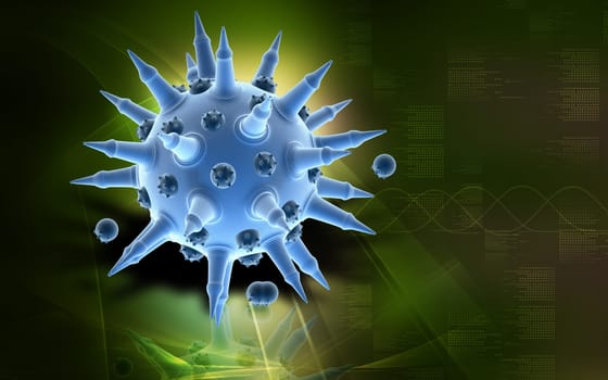 Digital illustration of Flu virus in colour background