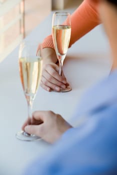 A couple having champagne