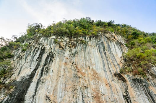 Exotic high cliffs of limestone mountain in the Ratchaprapha Dam, Khao Sok National Park, Surat Thani Province, Thailand ( Guilin of Thailand )