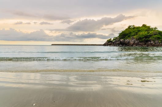 Bo Thong Lang at Bang Saphan city, Beautiful small bay in the evening coast of Thailand