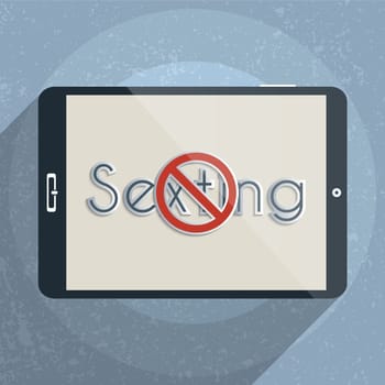 Sexting, risks and legal issues. Flat design illustration.