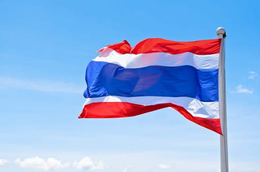 Thai flag waving in the wind on sky background