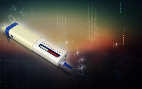 Digital illustration of insulin pen in colour background