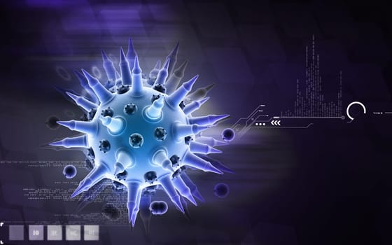 Digital illustration of Flu virus in colour background