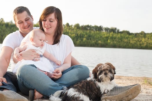 Young family have a trip on vacation